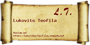 Lukovits Teofila névjegykártya
